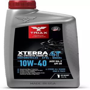 TRIAX Xterra 4T 10W-40 풀 합성 4행정 엔진 오일 오토바이 ATV 쿼드 및 스노우모빌용 JASO MA2 API