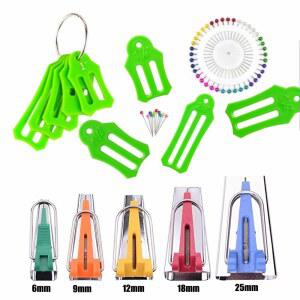 HONEYSEW 15 사이즈 패브릭 바이어스 테이프 메이커 도구 패브릭 재봉 퀼팅 바이어스 바인딩 메이커, 멀티 컬러 퀼팅 핀 젤리 롤 새셔 도구 세트 40개 포함