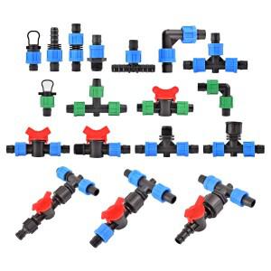 관개 드립 테이프 잠금 커넥터 농장 절수 시스템 호스 조인트 정원 급수 피팅 16mm