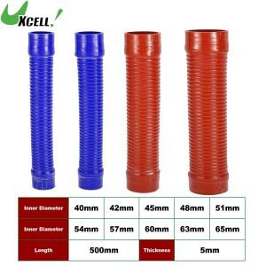 [호환품]UXCELL 자동차 ID 실리콘 주름관 나사 호스 입구 출구 조인트 40mm 500mm 길이 파란색 빨간색