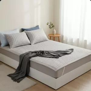 순면 침대패드 누빔 매트리스 이불 패드 사계절 고정밴드 슈퍼싱글 퀸 SS Q