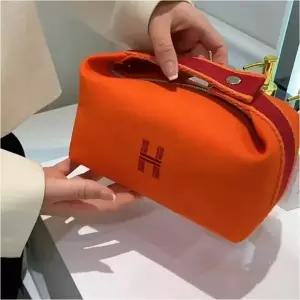 손잡이 2색 미니파우치 수납 캔버스 화장품파우치 여성