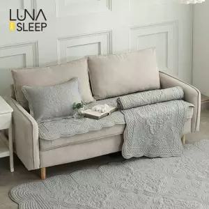 [루나앤슬립] (4인용)통워싱 목화솜 자수퀼팅 소파패드 3종(소파패드*2+다용도매트+1)