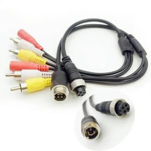 4핀 항공 헤드에서 2 RCA 남성 DC 여성 연장 케이블 어댑터 변환기 자동차 후방 카메라용