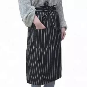 블랙 스트라이프 주방 앞치마 긴치마 허리 포켓 달린 요리 베이킹 조리