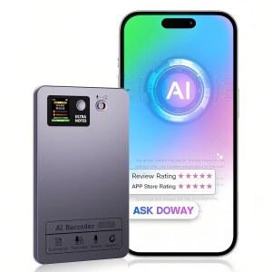 [미국배송] 포켓 디지털 AI 음성 녹음기 - 노트 필기 장치 강의용 테이커 스마트 녹음기 소음 감소 152개 언어 지원 APP 제어 전사 기능 포함 64GB 소형 오디오