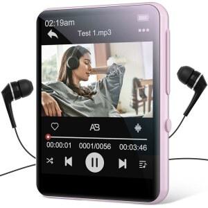 [미국배송] CONRAIN 64GB MP3 플레이어(블루투스 5.3 포함) 휴대용 디지털 무손실 음악 플레이어(스피커 내장) 풀 터치 스크린 2.4인치 FM 라디오 음성 녹음기 이어폰 포함 최대 128GB 서포트