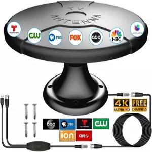 캠핑카용 실외 RV TV 안테나 로컬 채널용 부스터가 장착된 디지털 4K HDTV 루프 마운트 360° 전방위