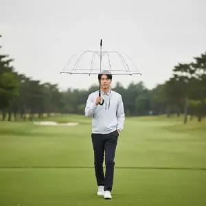 (색상 비닐장우산)튼튼한 16살대 대형 투명 장우산 골프용 비닐 우산 수동식