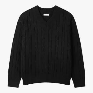 [리빌모아]남자 카인 케이블 브이넥 워셔블 긴팔 니트티 GN-KN-Q005-검정