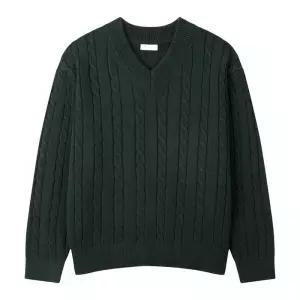 [리빌모아]남자 카인 케이블 브이넥 워셔블 긴팔 니트티 GN-KN-Q005-딥그린