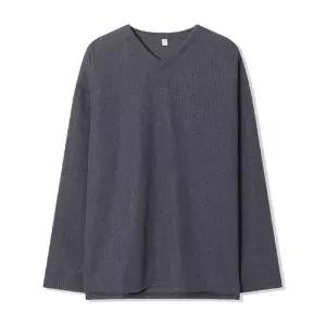 [리빌모아]남자 가을 브이넥 옆트임 긴팔 니트티셔츠 AC-KN-Q042-차콜