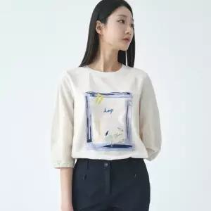 [지센] 여성 우븐패치 7부 티셔츠 LCTSO330_LB