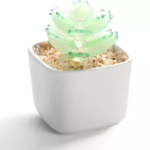 유리 다육식물 수제 예술 흰색 도자기 냄비 책상 장식 미니어처 시뮬레이션 분재 선물 애호가 홈 오피스