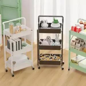 [생활] 무조립 접이식 트롤리 이동식 틈새 선반 카트 3단