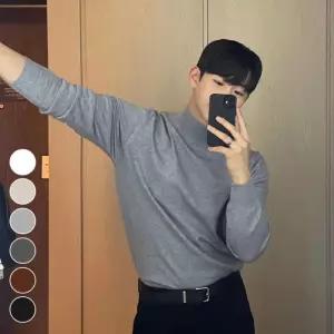 [옷자락]남성 슬림핏 반폴라 무지 베이직 기본템 니트티