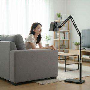 P77 스탠드 폰 거치대 침대 거실 쇼파 항공샷 스마트폰 태블릿 홀더 자바라 거치대