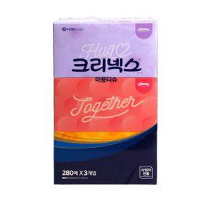 크리넥스 미용티슈 각티슈 콤비 화장지 280매 3개