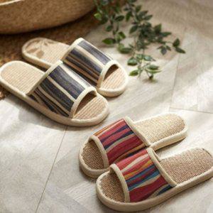 방지 라탄 슬리퍼 린넨 스트라이프 미끄럼 실내용 거실화