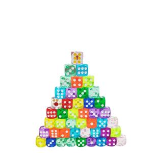 50개 컬러풀 투명 둥근 주사위 컬러 주사위 세트 엔터테인먼트 스크린 컬러 주사위