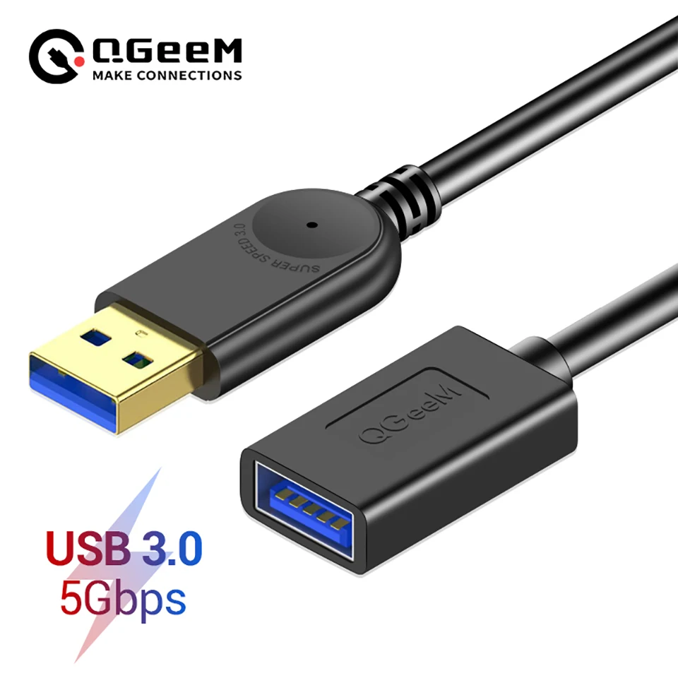 QGeeM USB 연장 케이블 코드 초고속 USB 3.0 케이블 남성-여성 1m 2m 3m 데이터 동기화 USB 2.0 연장 코드 연장 USB