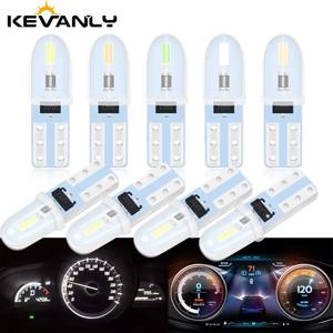 10개 T5 W3W LED 전구 3014 2SMD 초고휘도 자동차 실내 대시보드 계기등 실리콘 자동차 사이드 웨지 라이트
