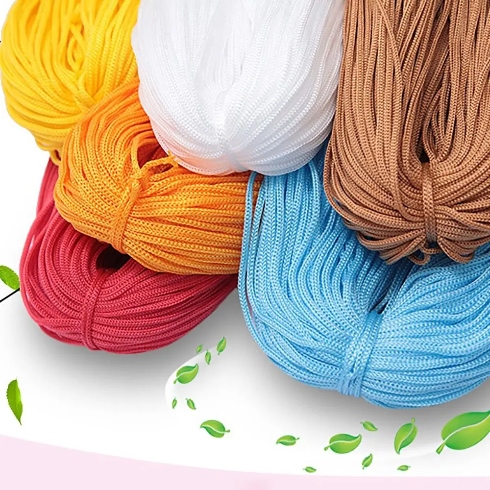 200M 3mm 중공 라인 Macrame 로프 부드러운 손으로 짠 나일론 코드 모자 가방 신발 인형 수공예품 스레드 DIY