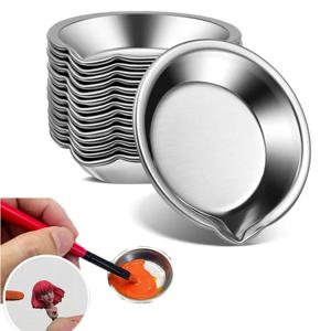 6/12개 5cm 스테인리스 스틸 페인팅 컬러 볼 오일 페인트 트레이 페인트 컬러 믹싱 컵 컬러 믹서 페인팅 도구