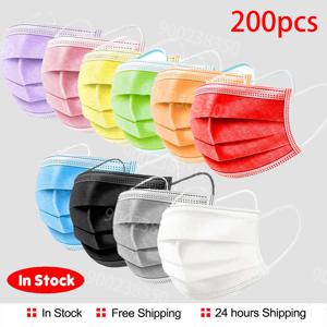 10/50/100/200pcs 일회용 의료용 얼굴 마스크 마스카라 성인 블랙 수술용 마스크 필터 보호 인증 수술용 마스크