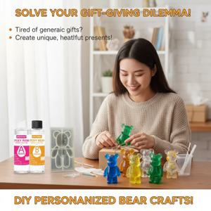DIY 크리스탈 에폭시 레진 키트 3D 스탠딩 베어 실리콘 몰드 클리어 AB 글루 세트 주얼리 제작 홈 데코레이션 캐스팅 아트