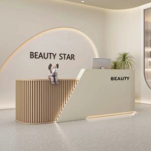 북유럽 모던 카운터 테이블 나스 수납 안내 데스크 L자형 책상 리셉션 데스크 미용실 리셉션 강단 고급형