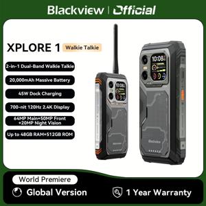 블랙뷰 XPLORE 1 워키토키, 러기드 스마트폰, 미디어텍 디멘시티 7050, 20000mAh 6.78인치 120Hz 디스플레이, 64MP, 워키토키 포함