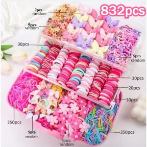 도파민 스위트 액세서리 세트 100/832개 |   리본, 미니 클립 – 어린이 헤어 액세서리, 휴일 선물에 적합