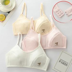 십대 소녀를위한 순수 코튼 트레이닝 브라 와이어 프리 비 패딩 Bralette 통기성 컴포트 첫 번째 브래지어 소프트 서포트 개발 십대