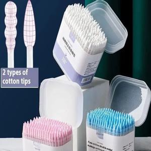 100/200개입 양면 다용도 형광제 무첨가 클리닝 탐폰 면봉 아기 간호용품 아기 면봉