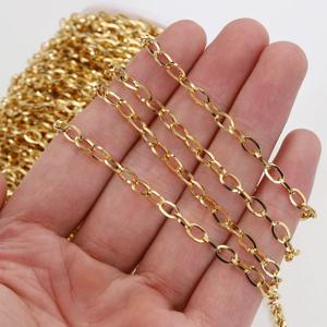 1 미터 스테인레스 스틸 4mm 타원형 커브 쿠바 체인 쥬얼리 만들기 DIY 용품