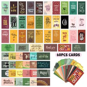 60pcs 일일 확인 카드, 미니 영감 점심 노트 카드, 동기 부여 보상 카드, 긍정적 확인 알림 카드