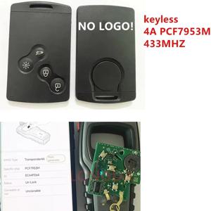 로고 없음! 4버튼 스마트 키 433MHz PCF7953 4A HITAG 칩 키리스 고 르노 클리오 4용 키 르노 클리오 IV 캡처용