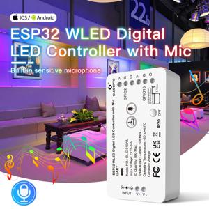 GLEDOPTO ESP32 WLED LED 컨트롤러 (마이크 포함) DIY 음악 동적 모드 WS2811 WS2812 SK6812 TM1814 WS2813 WS2815 스트립 조명
