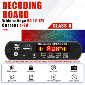 자동차 DIY 5.0 블루투스 MP3 WAV 디코더 보드 DC 12V 무선 USB MP3 음악 플레이어 TF 카드 슬롯 FM AUX 마이크 핸즈프리 제어