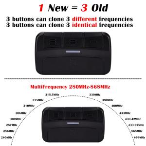 3 in 1 다중 주파수 차고 도어/게이트 리모컨, 차고 문짝 오프너, 명령 게이트 오프너, 송신기 키체인, 280MHz-868MHz