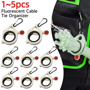 1~5개 형광 케이블 타이 정리함 케이블 타이 홀더 휴대용 케이블 타이 보관 도구 전기 와이어 타이 정리함