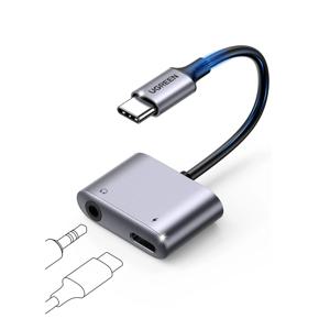 UGREEN 2 in 1 USB C to 3.5mm 헤드폰 및 충전 어댑터 타입 C to Aux 오디오 잭 PD 60W 고속 충전 동글
