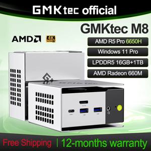 GMKtec 미니 PC M8 Nucbox Ryzen 5Pro 6650H 윈도우 11 프로 LPDDR5 16GB 500GB/1TB GPU 라데온 660M 오쿨링크 와이파이 6E BT5.2