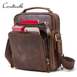 CONTACT'S Crazy Horse 가죽 남성용 숄더 백 빈티지 메신저 백 남성용 Bolsos 남성용 크로스 바디 백 남성용 핸드백 슬링 백