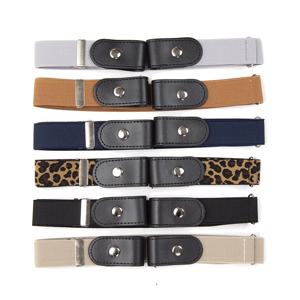 여성 조정 가능한 스트레치 탄성 허리 밴드 보이지 않는 벨트 버클 프리 벨트 남성용 진 바지 버클 없음 서스펜더 착용 용이