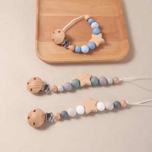 별 모양 공갈젖꼭지 체인, 구슬 장식 공갈젖꼭지 클립, 아기, 유아 및 어린이를 위한 분실 방지 공갈젖꼭지 홀더