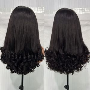 12A 더블 그린 스프링 에그 컬리 버진 인간의 머리 가발 5x5 HD 레이스 글루리스 착용 및 탄력있는 Funmi 컬리 레이스 정면 가발