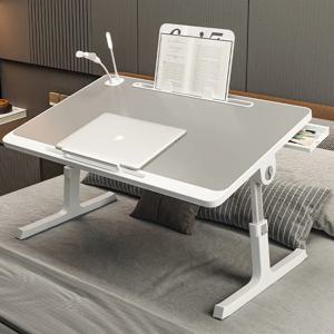 노트북용 침대 책상, 조절 가능한 접이식 침대 테이블, 침대 소파 바닥 쓰기용 이동식 스토퍼 및 서랍이 있는 노트북 무릎 책상