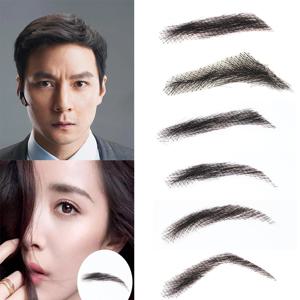 WIGUNDLE 여성/남성용 눈썹 머리 눈썹 6 스타일 100% 인간의 머리카락 인공 직조 레이스 작업자의 머리 땋은 눈썹 가발